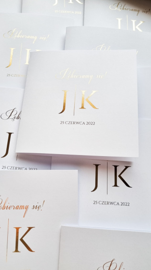 Zaproszenia na Ślub Izabella złocone - efekt mieniący  