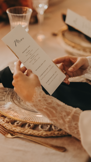 Menu Benita wyzłacane ręcznie