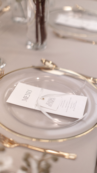 Menu Bella papier fakturowany złoty nit winietka