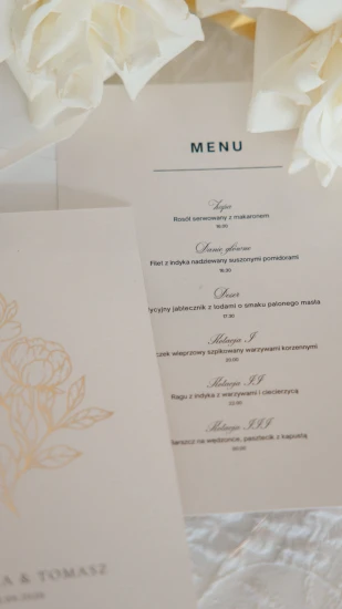 Menu klasyczne papier perłowy złamana biel 2