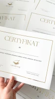 Certyfikaty Szkoleniowe ze Złoceniem A4 z Twoim Logo Pakiet 50 szt.