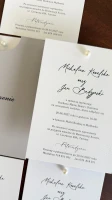 Zaproszenie Ślubne Eleganckie z Perłą i Szarym Etui Kieszonka