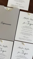 Zaproszenie Ślubne Eleganckie z Perłą i Szarym Etui Kieszonka