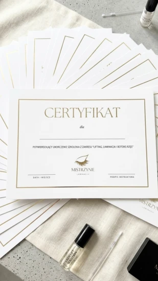Certyfikaty Szkoleniowe ze Złoceniem A4 z Twoim Logo Pakiet 50 szt.