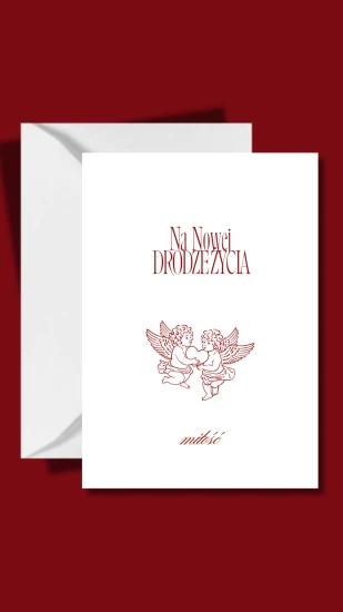 Kartka ślubna minimalistyczna z grafiką aniołków 