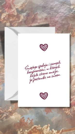 Kartka ślubna z humorem i sercami - minimalistyczna
